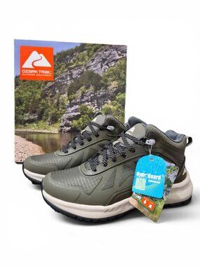Ozark Trail Womens Tech Hiking Shoes Waterproof Size 8.5, 10 Lace-Up Olive Green